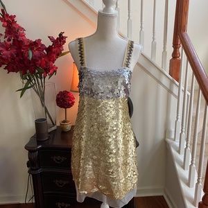 VERA WANG LAVENDER LABEL GOLD/SILVER SEQUIN DRESS